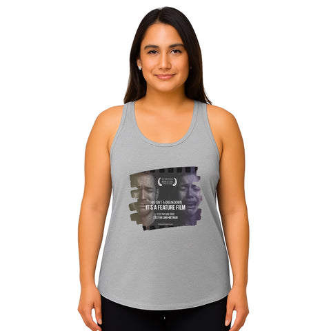 Gray product with 'This Is Not A Breakdown Women‚Äö√Ñ√∂‚àö√ë‚àö¬•s Racerback Tank Top' design — for soft rebellion and everyday emotional expression.