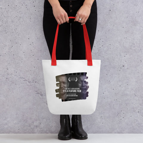 White tote bag with 'This Is Not A Breakdown Tote Bag' design — Funny therapy gifts that carry more than groceries.