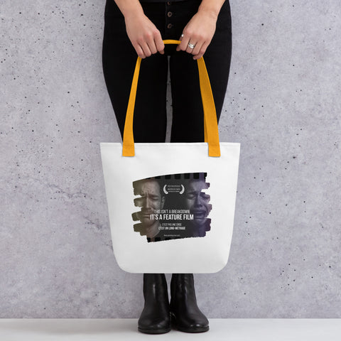 White tote bag with 'This Is Not A Breakdown Tote Bag' design — Funny therapy gifts that carry more than groceries.