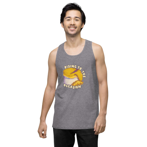 Athletic-Heather product with 'Rising To The Occasion Men‚Äö√Ñ√∂‚àö√ë‚àö¬•s Tank Top' design — for soft rebellion and everyday emotional expression.