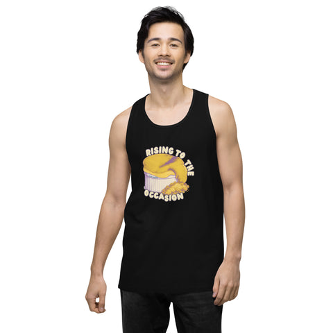Black product with 'Rising To The Occasion Men‚Äö√Ñ√∂‚àö√ë‚àö¬•s Tank Top' design — for soft rebellion and everyday emotional expression.
