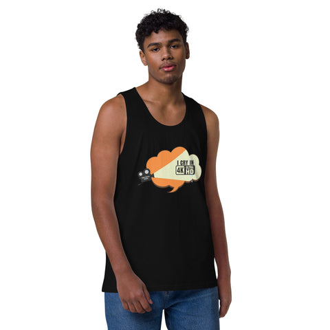 Black product with 'I Cry In 4K Men‚Äö√Ñ√∂‚àö√ë‚àö¬•s Tank Top' design — for soft rebellion and everyday emotional expression.