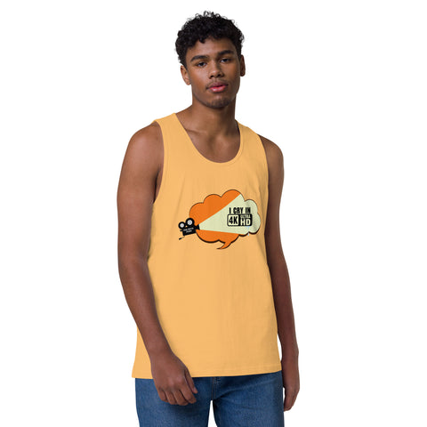 Squash product with 'I Cry In 4K Men‚Äö√Ñ√∂‚àö√ë‚àö¬•s Tank Top' design — for soft rebellion and everyday emotional expression.