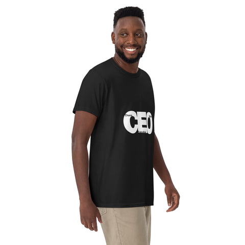 Black unisex garment-dyed heavyweight t-shirt with 'CEO Unisex Tee Black' design — Emotional support clothing for your high-functioning meltdown era.
