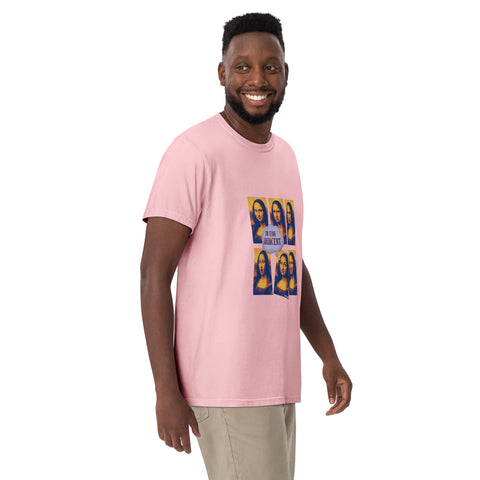 Blossom unisex garment-dyed heavyweight t-shirt with 'Im Fine-Adjacent Unisex Tee' design — Burnout clothing with comedic timing.