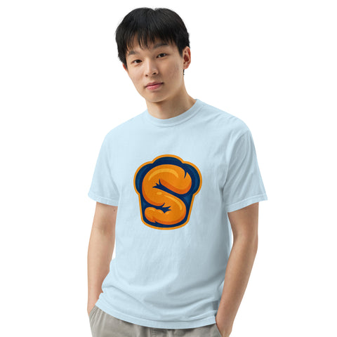 Chambray unisex garment-dyed heavyweight t-shirt with 'Softness Is My Superpower Unisex Tee' design — Emotional support clothing for the secretly strong.