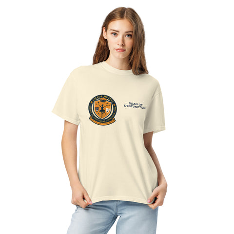 Ivory unisex garment-dyed heavyweight t-shirt with 'School of Emotional Choreography Unisex Tee' design — Shirts that understand me—for those who choreograph the chaos and still show up shining.