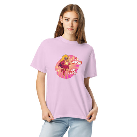Orchid product with 'I Sparkle, You Squint Drag Queen Supreme Tee' design — Unhinged fashion.