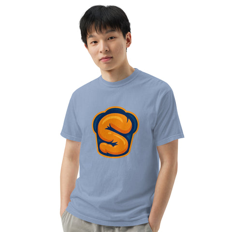 Washed Denim unisex garment-dyed heavyweight t-shirt with 'Softness Is My Superpower Unisex Tee' design — Emotional support clothing for the secretly strong.