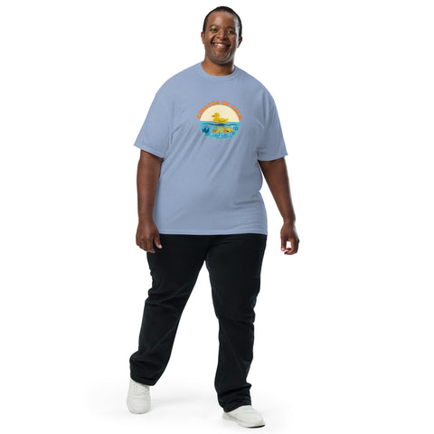 Washed Denim unisex garment-dyed heavyweight t-shirt with 'Curator of Calm Unisex Tee' design — Emotional support clothing that gets it.