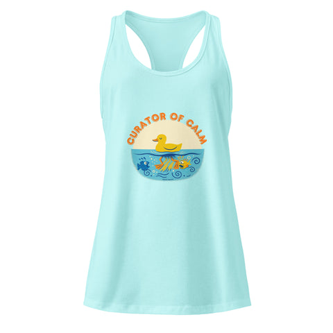 Cancun product with 'Curator of Calm Women‚Äö√Ñ√∂‚àö√ë‚àö¬•s Racerback Tank Top' design — for soft rebellion and everyday emotional expression.