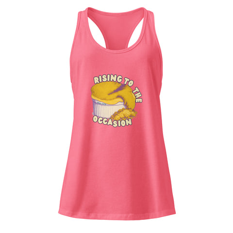 Hot-Pink product with 'Rising To The Occasion Women‚Äö√Ñ√∂‚àö√ë‚àö¬•s Racerback Tank Top' design — for soft rebellion and everyday emotional expression.
