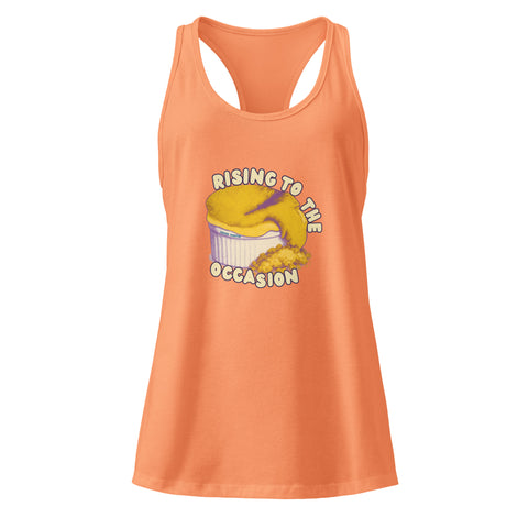 Light-Orange product with 'Rising To The Occasion Women‚Äö√Ñ√∂‚àö√ë‚àö¬•s Racerback Tank Top' design — for soft rebellion and everyday emotional expression.