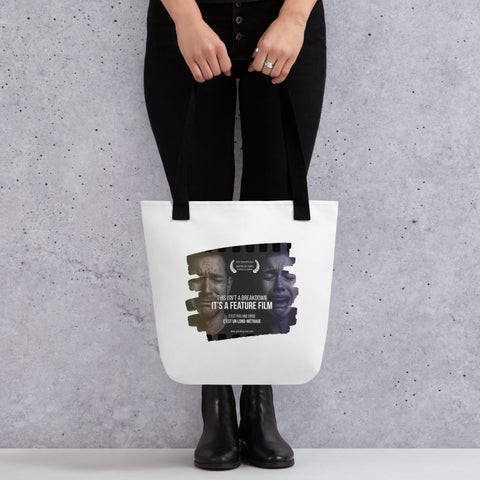 White tote bag with 'This Is Not A Breakdown Tote Bag' design — Funny therapy gifts that carry more than groceries.