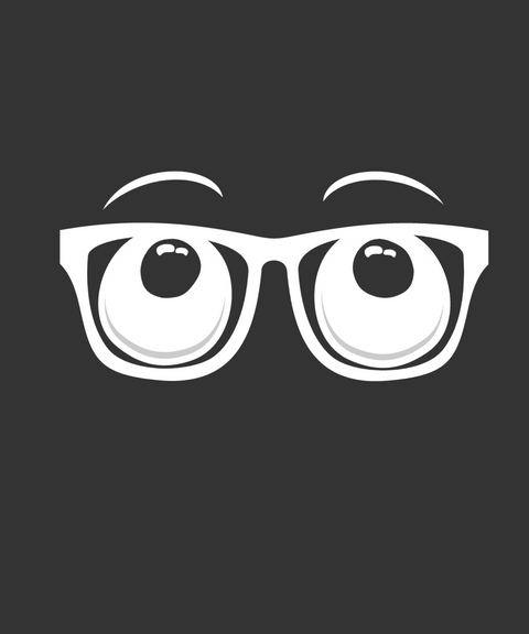 Cartoonish eyes with black pupils on a white background