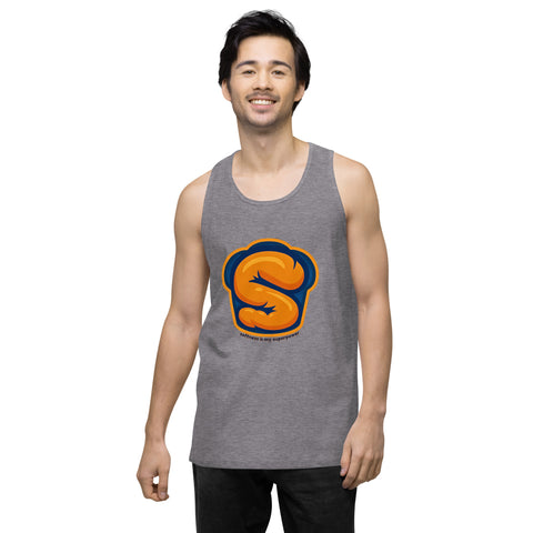 Athletic-Heather product with 'Softness Is My Superpower Mens Tank Top' design — Funny therapy shirts that flex with feeling.