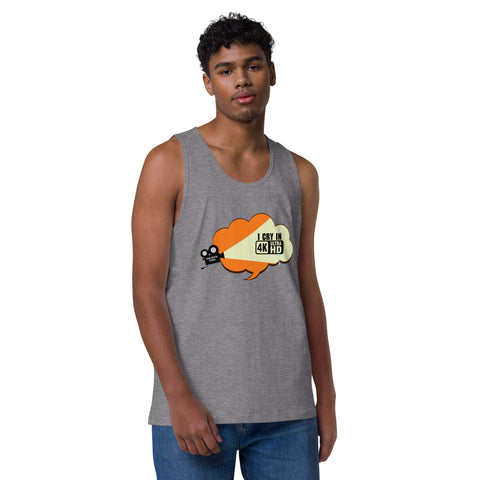 Athletic-Heather product with 'I Cry In 4K Men‚Äö√Ñ√∂‚àö√ë‚àö¬•s Tank Top' design — for soft rebellion and everyday emotional expression.
