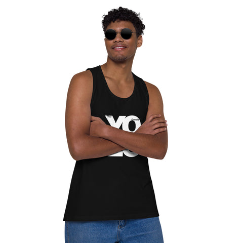 Black product with 'YOLO Men‚Äö√Ñ√∂‚àö√ë‚àö¬•s Tank Top Black' design — for soft rebellion and everyday emotional expression.