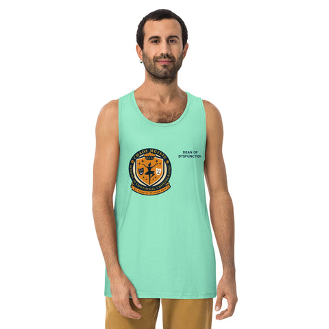 Mint product with 'School of Emotional Choreography Mens Tank Top' design — Unhinged fashion for bros with burnout and a minor in emotional fluency.