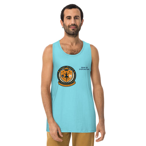 Pacific-Blue product with 'School of Emotional Choreography Mens Tank Top' design — Unhinged fashion for bros with burnout and a minor in emotional fluency.