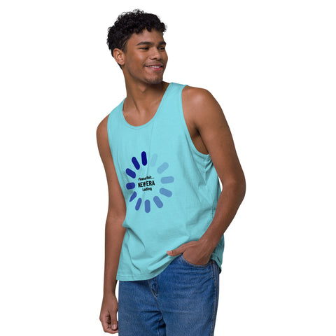 Pacific-Blue-Left product with 'New Era Loading Men‚Äö√Ñ√∂‚àö√ë‚àö¬•s Tank Top' design — for soft rebellion and everyday emotional expression.