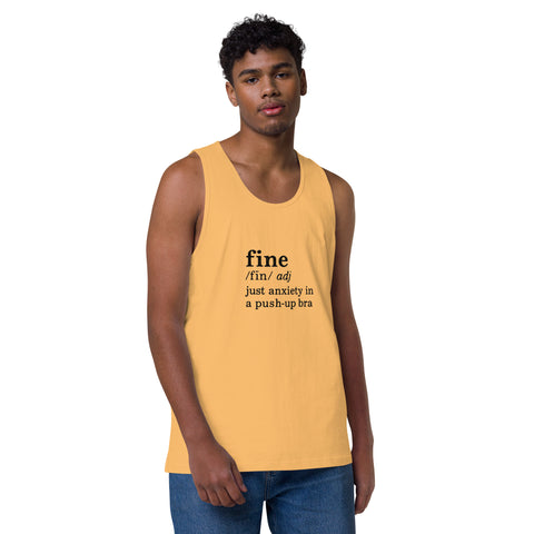 Squash product with 'Define Fine Mens Tank Top (Black Print)' design — Burnout clothing for the emotionally ventilated.