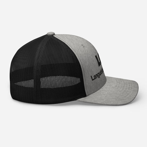 Heather Black retro trucker hat with 'LOL Retro Hat (Black Thread)' design — Funny mental health merch with full sass protection.