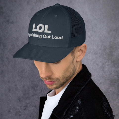 Nav retro trucker hat with 'LOL Retro Hat (White Thread)' design — Funny mental health merch with full sass protection.