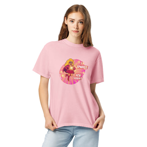 Blossom product with 'I Sparkle, You Squint Drag Queen Supreme Tee' design — Unhinged fashion.