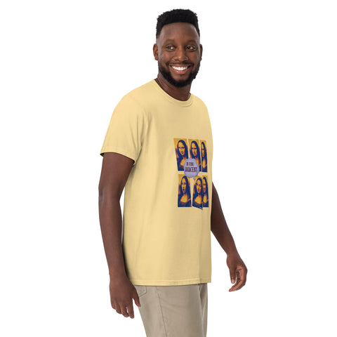 Butter unisex garment-dyed heavyweight t-shirt with 'Im Fine-Adjacent Unisex Tee' design — Burnout clothing with comedic timing.