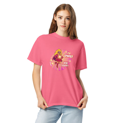 Crunchberry product with 'I Sparkle, You Squint Drag Queen Supreme Tee' design — Unhinged fashion.