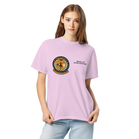 Orchid unisex garment-dyed heavyweight t-shirt with 'School of Emotional Choreography Unisex Tee' design — Shirts that understand me—for those who choreograph the chaos and still show up shining.