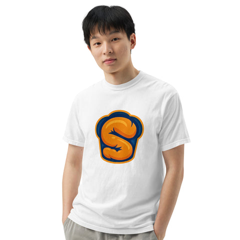 White unisex garment-dyed heavyweight t-shirt with 'Softness Is My Superpower Unisex Tee' design — Emotional support clothing for the secretly strong.